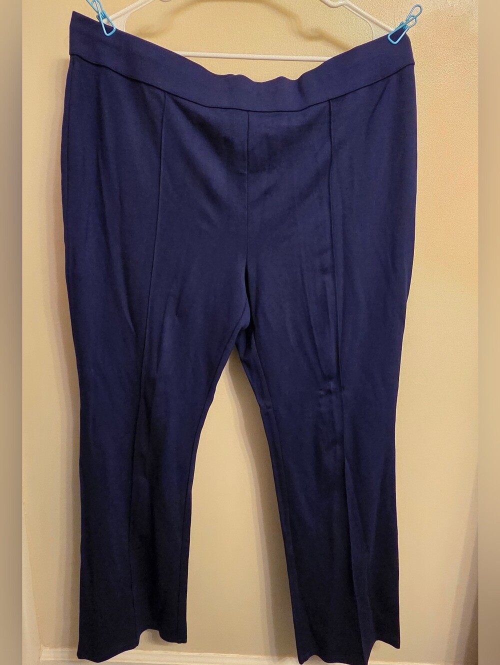 C. Wonder Navy Blue Seamed Front Ponte Pants 18WP Plus Size Petite Workwear Chic
